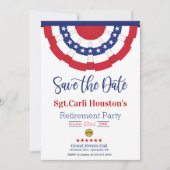 Sterren en strepen Bewaar de datum Pensioen Partij Kaart (Voorkant)