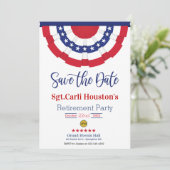 Sterren en strepen Bewaar de datum Pensioen Partij Kaart (Staand voorkant)