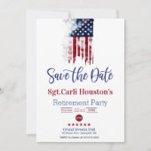 Sterren en strepen Bewaar de datum Pensioen Partij Kaart (Voorkant)