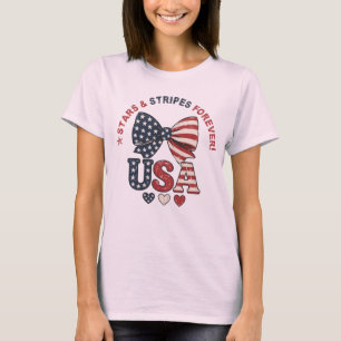 Sterren en Strepen Boog Patriottisch Vier Juli T-S T-shirt