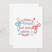Sterren en strepen en parelwit 4 juli bedankkaart (Voorkant / Achterkant)