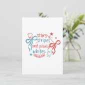 Sterren en strepen en parelwit 4 juli bedankkaart (Staand voorkant)