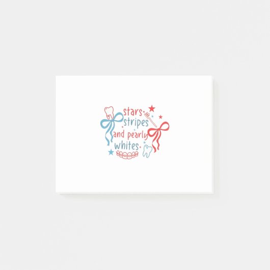 Sterren en strepen en parelwit 4 juli post-it® notes (Voorkant)