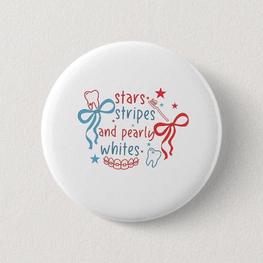 Sterren en strepen en parelwit 4 juli ronde button 5,7 cm (Voorkant)
