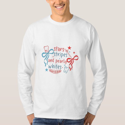 Sterren en strepen en parelwit 4 juli t-shirt (Voorkant)