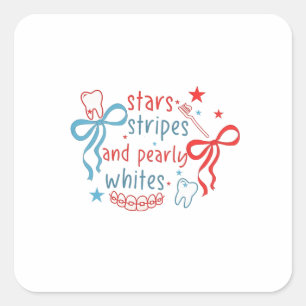 Sterren en strepen en parelwit 4 juli vierkante sticker