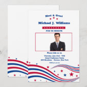 Sterren en Strepen Foto Fondsenwerving Invitatie Kaart (Voorkant / Achterkant)