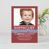 Sterren en Strepen Foto uitnodiging (Staand voorkant)