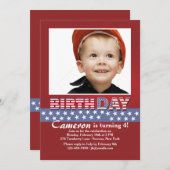 Sterren en Strepen Foto Uitnodiging (Voorkant / Achterkant)