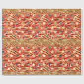 Sterren en strepen Gouden Glitter Onafhankelijkhei Cadeaupapier (Vlak)