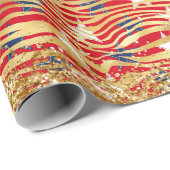 Sterren en strepen Gouden Glitter Onafhankelijkhei Cadeaupapier (Rol Hoek)