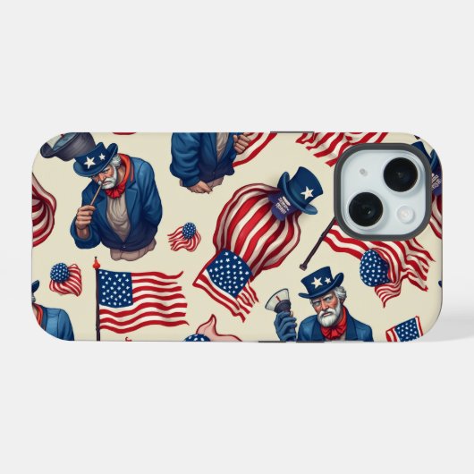 Sterren en strepen Grootvader's unieke telefoonhoe iPhone 15 Case (Achterkant horizontaal)