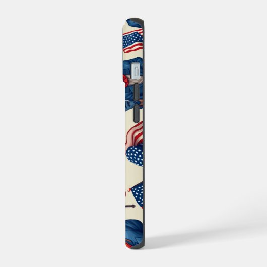 Sterren en strepen Grootvader's unieke telefoonhoe iPhone 15 Case (Linkerkant)