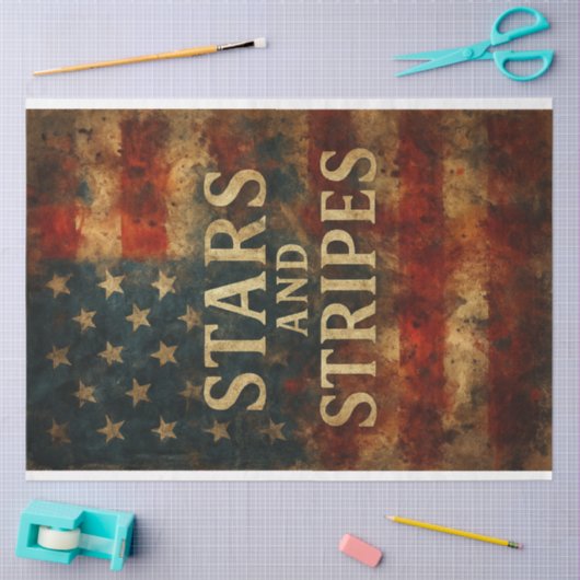 Sterren en strepen in Distress Decoupage Papier (Craft)