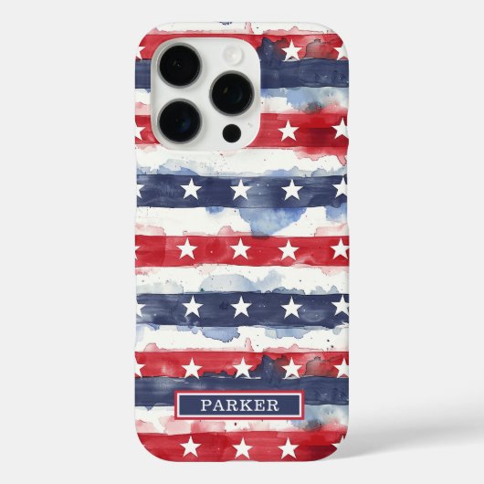 Sterren en Strepen met Monogram Case-Mate iPhone Case (Achterkant)