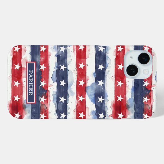 Sterren en Strepen Monogram Case-Mate iPhone Case (Achterkant (horizontaal))