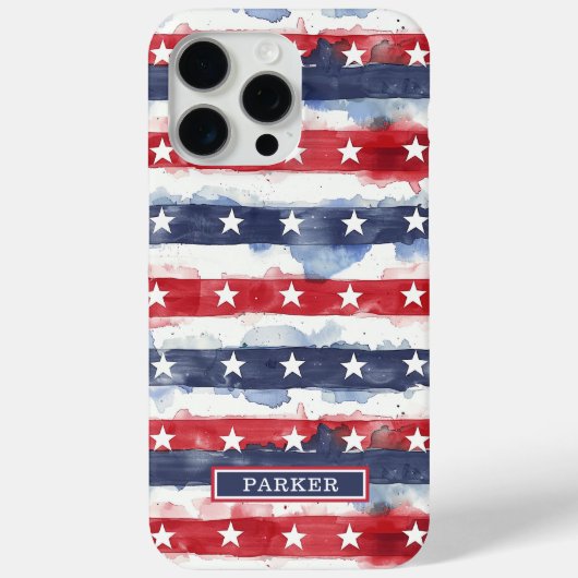Sterren en Strepen Monogram Case-Mate iPhone Case (Achterkant)