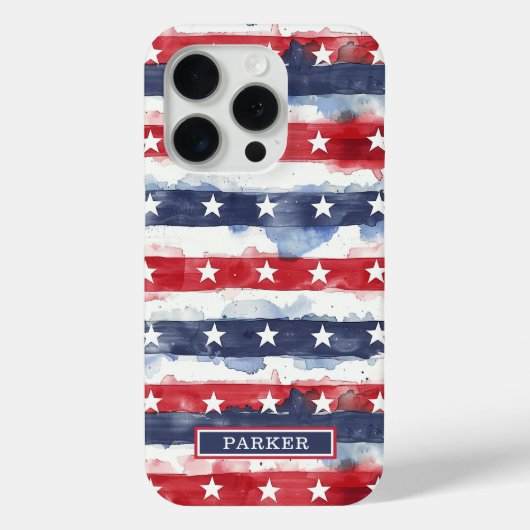 Sterren en Strepen Monogram Case-Mate iPhone Case (Achterkant)