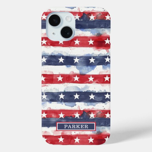 Sterren en Strepen Monogram Case-Mate iPhone Case (Achterkant)
