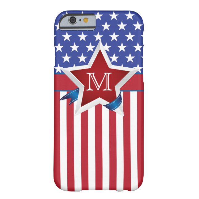 Sterren en strepen Patriottisch Monogram Case-Mate iPhone Case (Achterkant)
