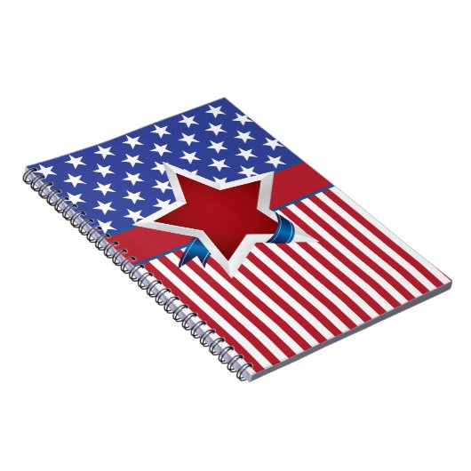 Sterren en strepen patriottisch patroon notitieboek (Rechterzijde)