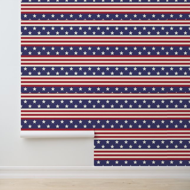 Sterren en strepen Patriottische Amerikaanse vlag  Behang (Applicatie)