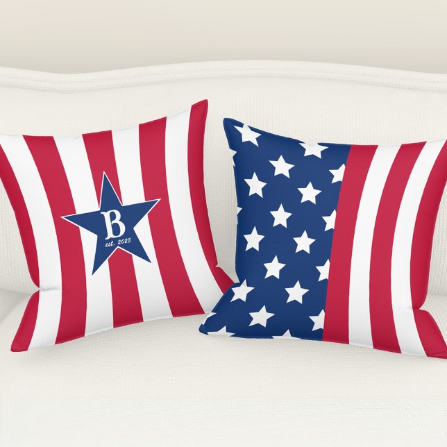 Sterren en strepen Patriottische Amerikaanse vlag Kussen (Stars and Stripes Patriotic American Flag Throw Pillow)