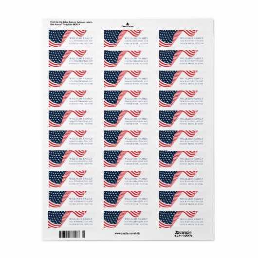 Sterren en strepen Patriottische retour adreslabel Etiket (Full Sheet)
