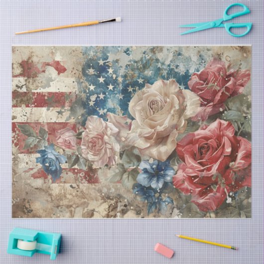 Sterren en strepen Rozen Tissuepapier (Craft)