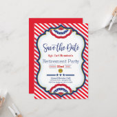 Sterren en strepen Save The Date Pensioen Partij Kaart (Voorkant / Achterkant in situ)