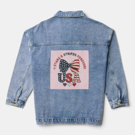 Sterren en Strepen Strik Patriotische Vierde Juli Denim Jacket