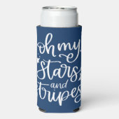 Sterren en Strepen Tekst ontwerp 4 juli Feestje Seltzer Blikjeskoeler (Seltzer Achterkant)