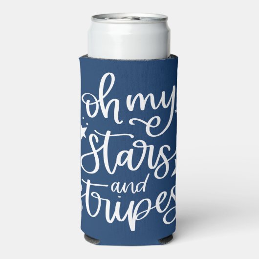 Sterren en Strepen Tekst ontwerp 4 juli Feestje Seltzer Blikjeskoeler (Seltzer Achterkant)