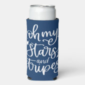 Sterren en Strepen Tekst ontwerp 4 juli Feestje Seltzer Blikjeskoeler (Seltzer Voorkant)