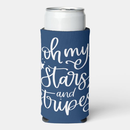 Sterren en Strepen Tekst ontwerp 4 juli Feestje Seltzer Blikjeskoeler (Seltzer Voorkant)