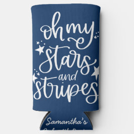 Sterren en Strepen Tekst ontwerp 4 juli Feestje Seltzer Blikjeskoeler