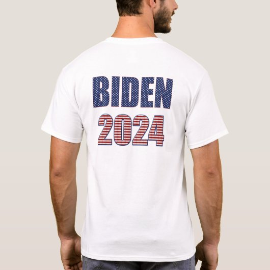 Sterren en strepen Typografie Biden 2024 T-shirt (Achterkant)