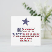 Sterren en strepen Typografie Happy Veterans Day Bedankkaart (Staand voorkant)