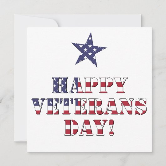 Sterren en strepen Typografie Happy Veterans Day Bedankkaart (Voorkant)