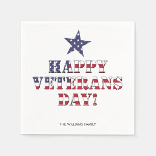 Sterren en strepen Typografie Happy Veterans Day Servet