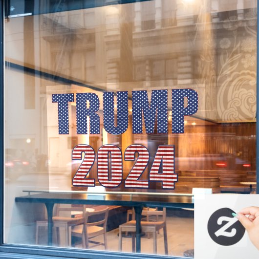 Sterren en strepen Typografie Trump 2024 Raamsticker (Cafe Raam)