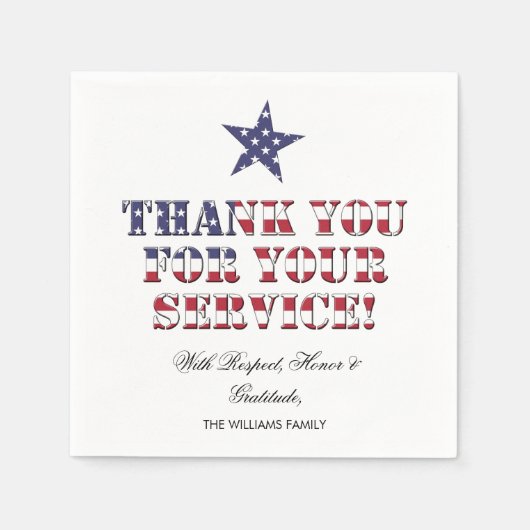 Sterren en strepen Typografie Veteranen Dank u Servet (Voorkant)