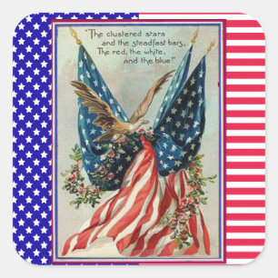 Sterren en strepen Vierde juli Patriottische Vlag Vierkante Sticker