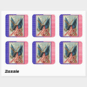 Sterren en strepen Vierde juli Patriottische Vlag Vierkante Sticker (Vel)