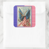 Sterren en strepen Vierde juli Patriottische Vlag Vierkante Sticker (Tas)