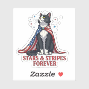 Sterren en strepen voor altijd - Patriottische kat Sticker