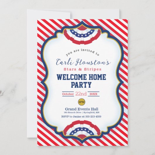 Sterren en strepen Welkom Home Party Uitnodiging (Voorkant)