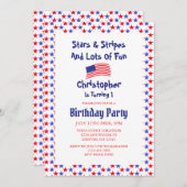 Sterren en stripes 1e verjaardag kaart (Voorkant / Achterkant)