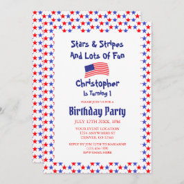 Sterren en stripes 1e verjaardag kaart