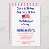 Sterren en stripes 1e verjaardag kaart (Voorkant / Achterkant)